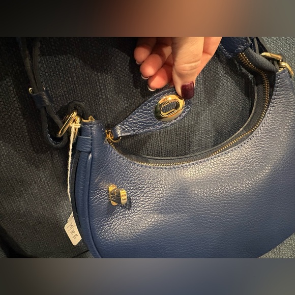 Italian Leather Shoulder Bag Blue | Made in Italy | Greece Purchase | NWOT - Picture 5 of 12